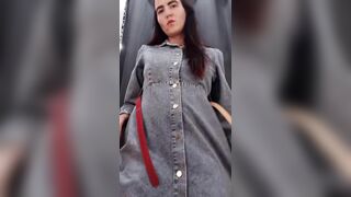 Naked hairy milf dancing in department store.