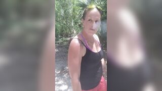 Smoking Cigarettes and drinking monster while walking trail looking for a place to fuck