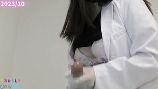 [POV] Busty female doctor wears rubber gloves and treats sexual desire with intense handjob [Hentai
