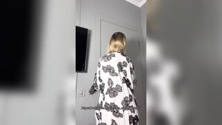 Sexy Blonde Demonstrates Apetite & Hot Body & Striptease & Solo