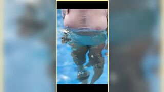 Wifey wet shirt in the pool with perfect braless tits