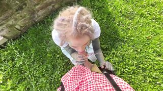 Outdoor fuck in the garden after Octoberfest